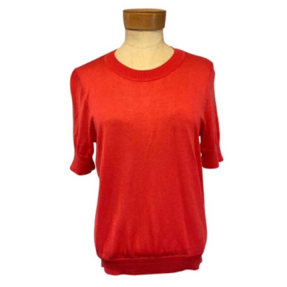 J. Crew Short-sleeve silk-blend crewneck knit sweater in Pink